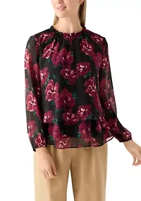 Petite Tiered Mock Neck Top