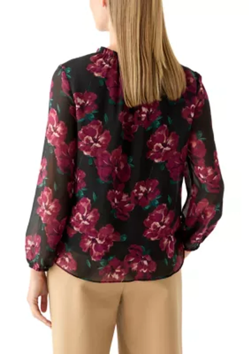 Petite Tiered Mock Neck Top