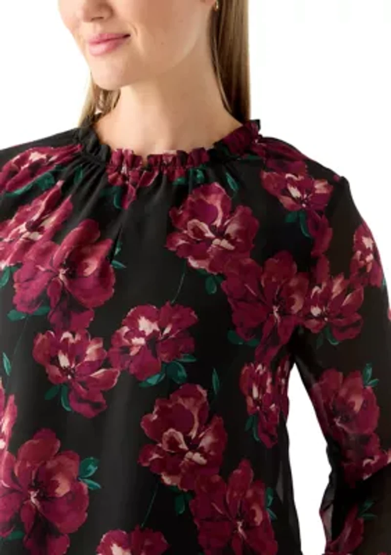Petite Tiered Mock Neck Top