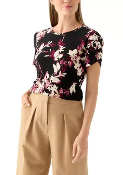Petite Tulip Sleeve Floral Top