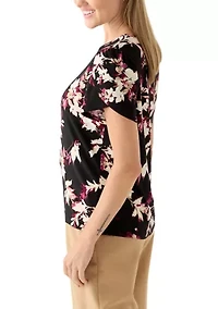 Petite Tulip Sleeve Floral Top