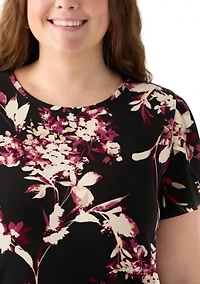 Plus Tulip Sleeve Printed Top