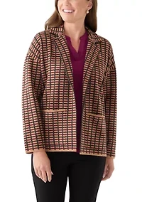 Petite Check Open Front Jacket