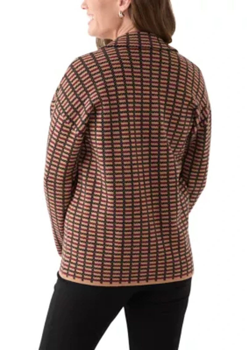 Petite Check Open Front Jacket