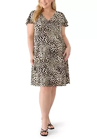 Plus Short Flutter Sleeve Knit Dress