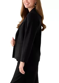 Petite Long Sleeve Notch Vollar Sweater