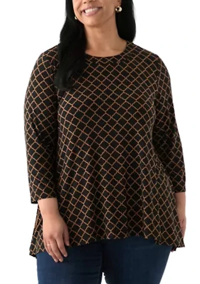 Plus 3/4 Sleeve Sharkbite Tunic T-Shirt