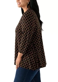 Plus 3/4 Sleeve Sharkbite Tunic T-Shirt