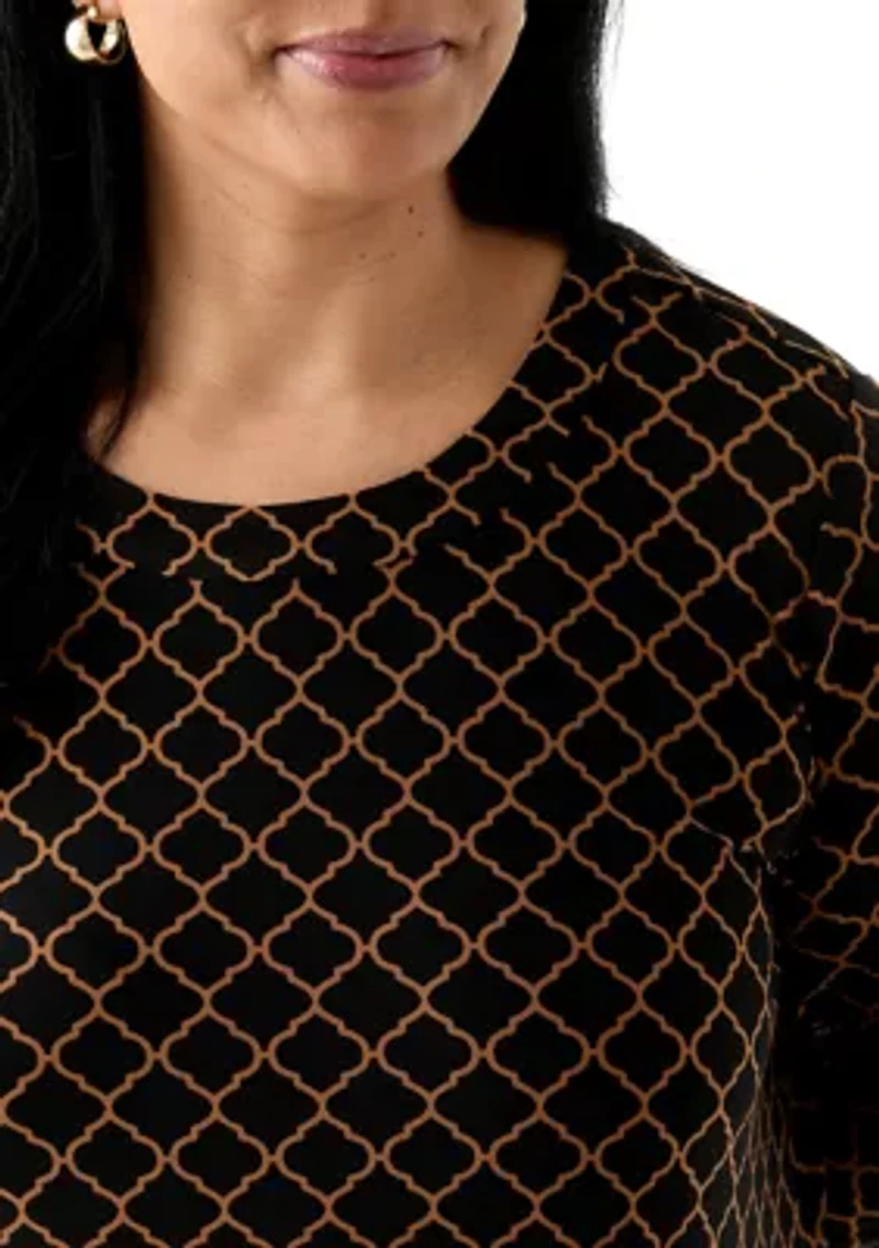 Plus 3/4 Sleeve Sharkbite Tunic T-Shirt