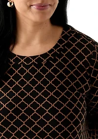 Plus 3/4 Sleeve Sharkbite Tunic T-Shirt