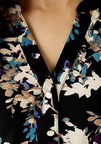 Petite 3/4 Sleeve Overexposed Floral Blouse