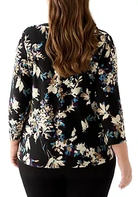 Plus 3/4 Knit Henley Top