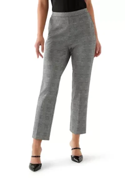 Petite Plaid Straight Ankle Pants