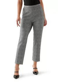 Petite Plaid Straight Ankle Pants