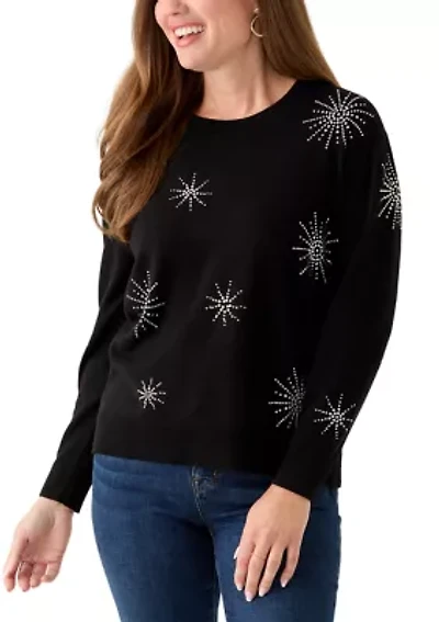 Petite Starburst Long Sleeve Sweater