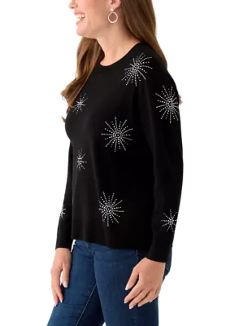 Petite Starburst Long Sleeve Sweater