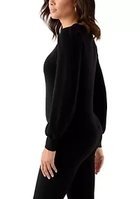 Women's Embellished Crew Neck with Puff Sleeves