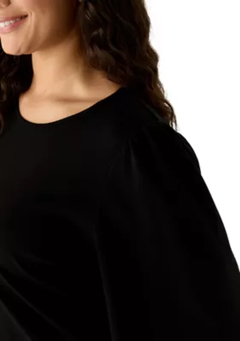 Plus Long Sleeve Serenity Knit Top with Elastic Sleeves