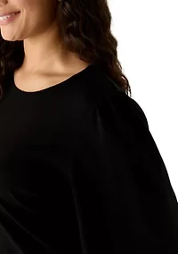 Plus Long Sleeve Serenity Knit Top with Elastic Sleeves