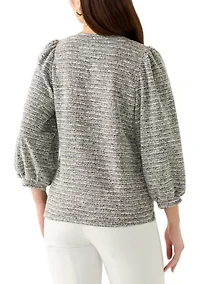 Petite Boucle Knit 3/4 Balloon Sleeve Top