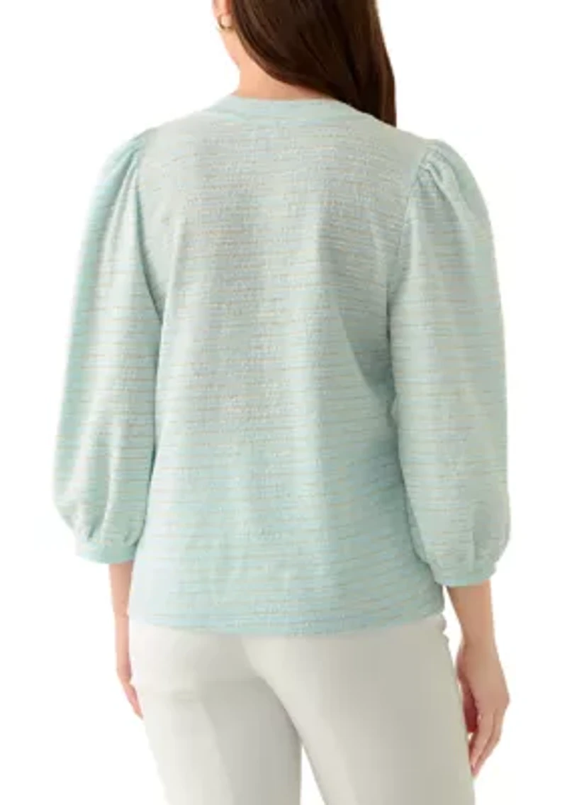 Petite Boucle Knit 3/4 Balloon Sleeve Top