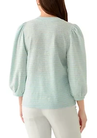Petite Boucle Knit 3/4 Balloon Sleeve Top