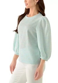 Petite Boucle Knit 3/4 Balloon Sleeve Top