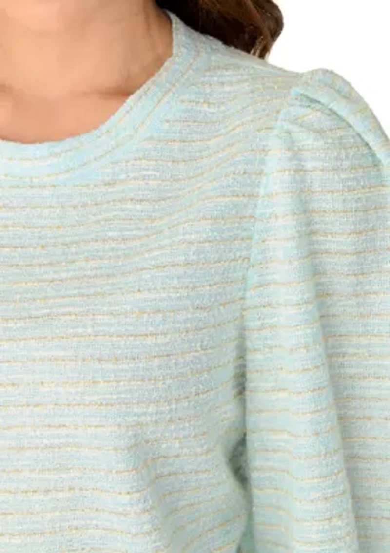 Petite Boucle Knit 3/4 Balloon Sleeve Top
