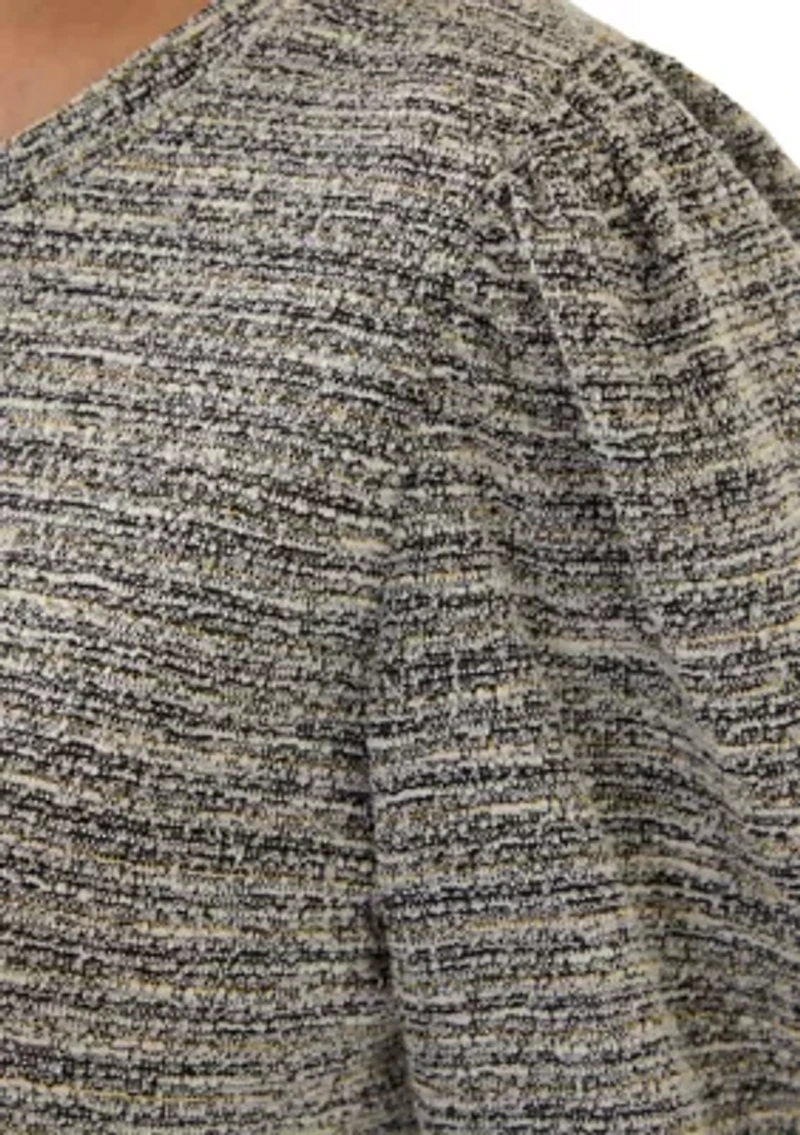 Plus 3/4 Balloon Sleeve Boucle Knit Top