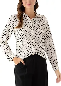 Women's Long Sleeve Clean Front Slim Fit Utility Blouse