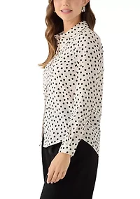 Women's Long Sleeve Clean Front Slim Fit Utility Blouse