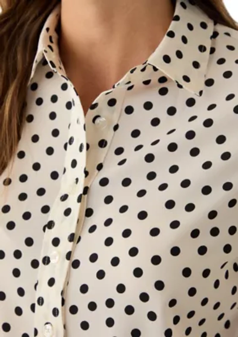 Women's Long Sleeve Clean Front Slim Fit Utility Blouse