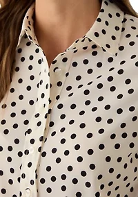 Women's Long Sleeve Clean Front Slim Fit Utility Blouse