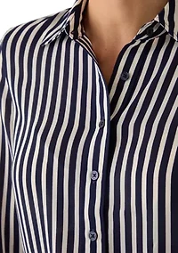 Women's Long Sleeve Clean Front Slim Fit Utility Blouse