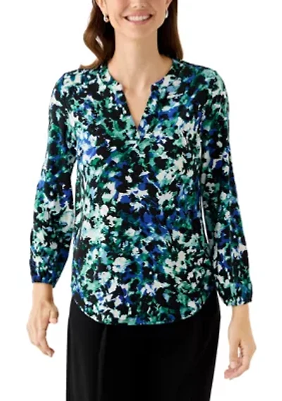 Women's Long Sleeve Split Neck Top