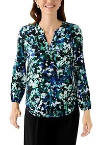 Women's Long Sleeve Split Neck Top