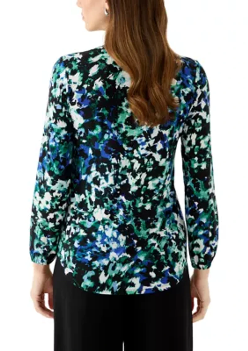 Women's Long Sleeve Split Neck Top