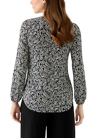 Women's Split Neck Print Blouse