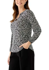 Women's Split Neck Print Blouse