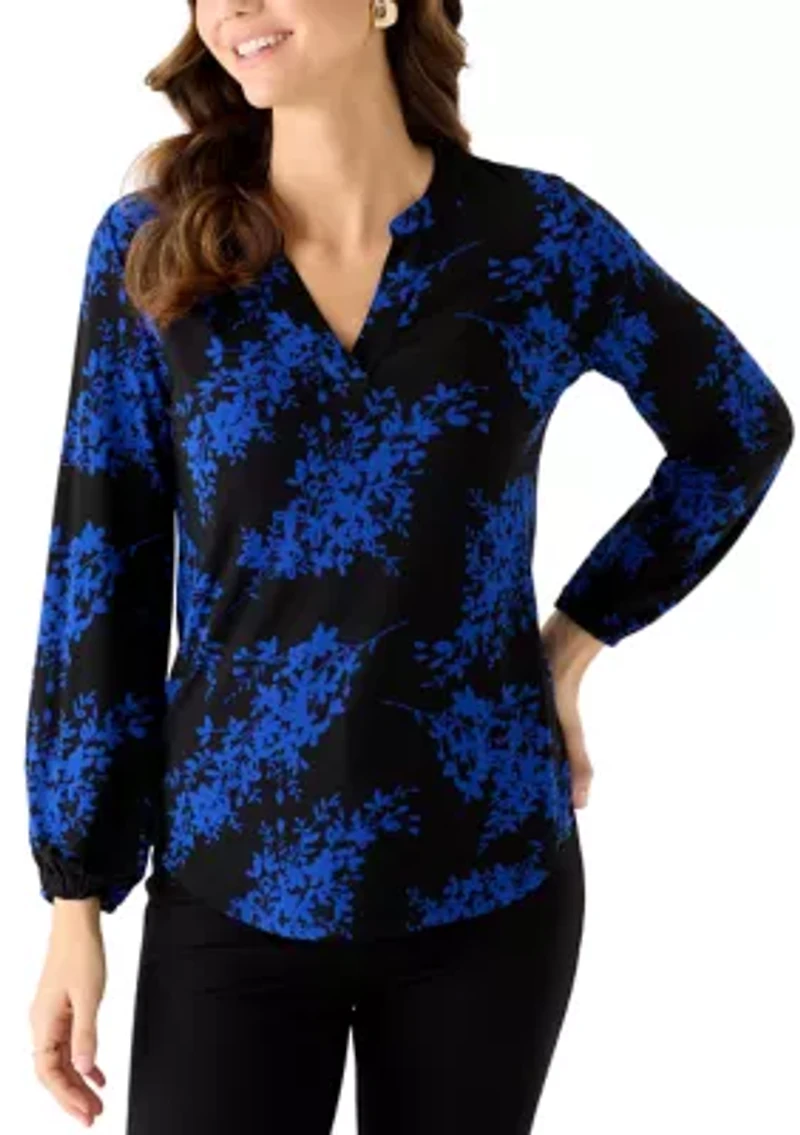 Women's Long Sleeve Split Neck Top