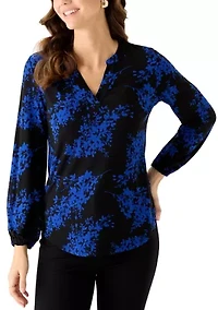 Women's Long Sleeve Split Neck Top