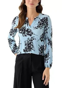 Women's Long Sleeve Split Neck Top