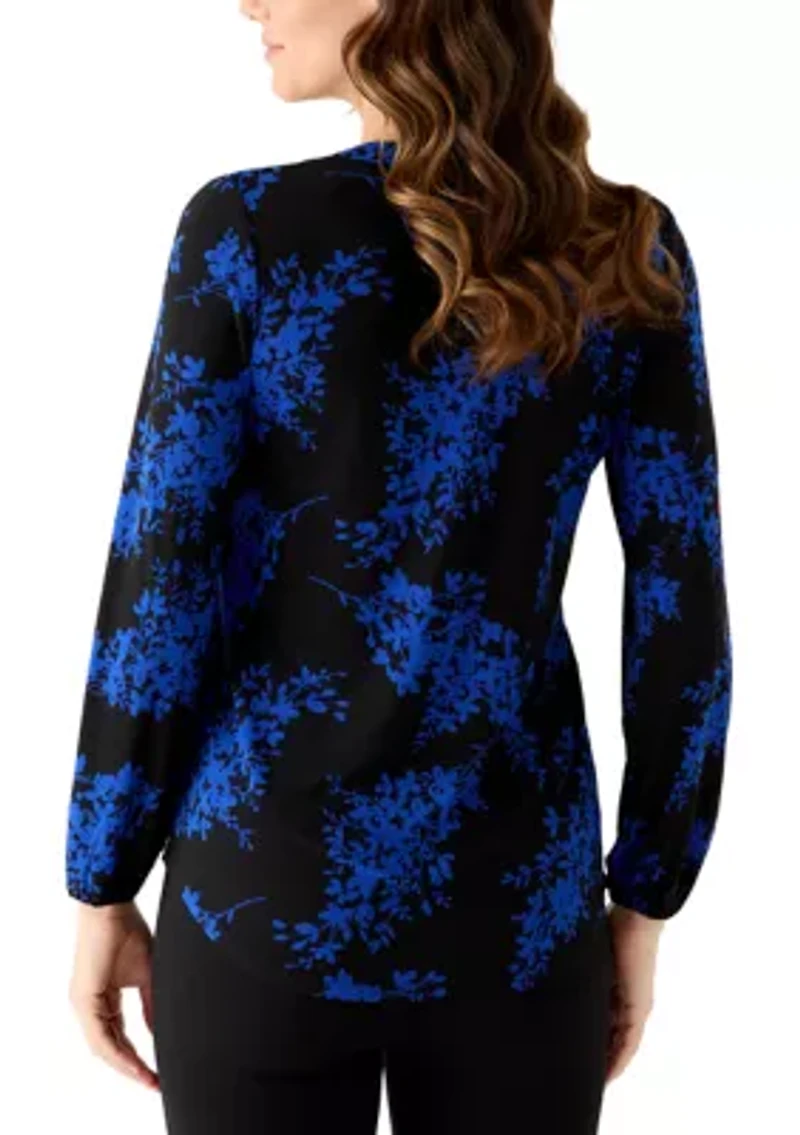 Women's Long Sleeve Split Neck Top