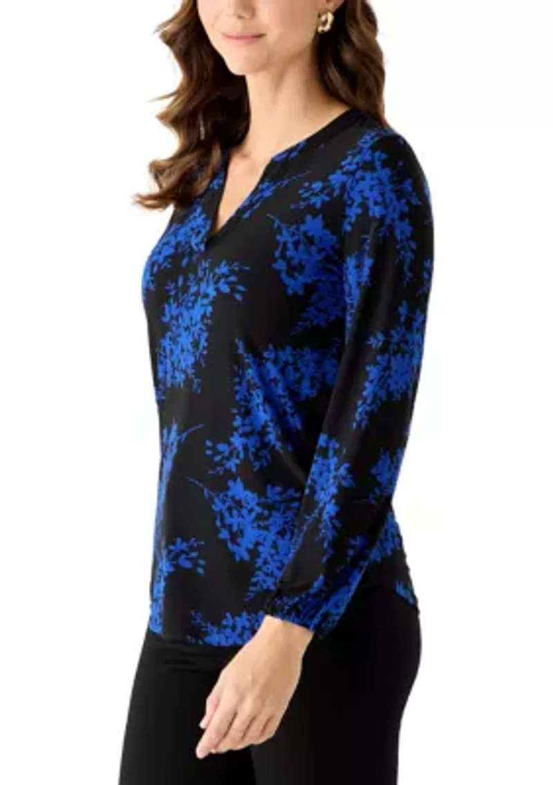 Women's Long Sleeve Split Neck Top