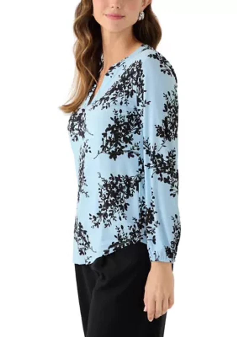 Women's Long Sleeve Split Neck Top