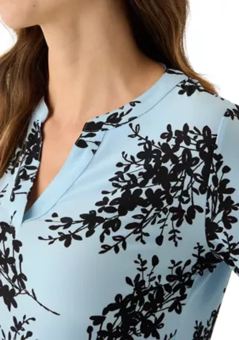 Women's Long Sleeve Split Neck Top