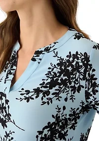 Women's Long Sleeve Split Neck Top