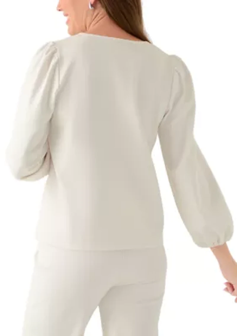 Petite Serenity Knit Round Neck Blouse