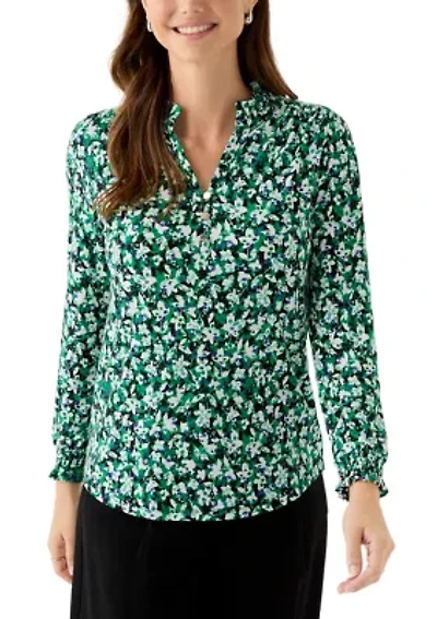 Women's Long Sleeve Ruffle Neck Blouse