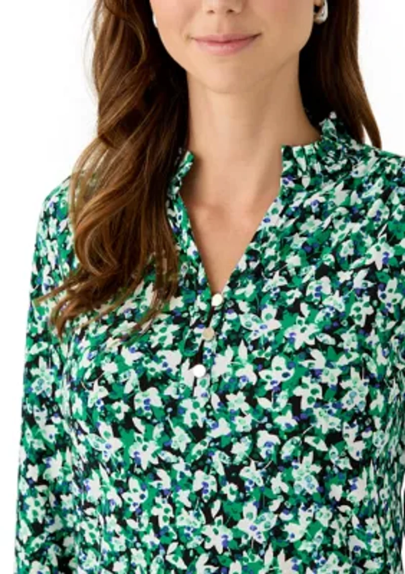 Women's Long Sleeve Ruffle Neck Blouse